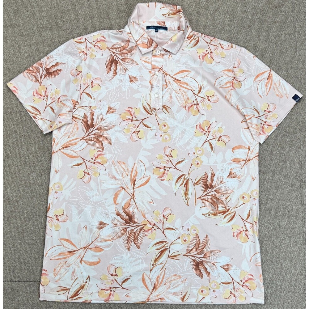 Shore Men's Short‎ Sleeve Made In USA Floral Pattern Golf Polo Shirt Size XXL